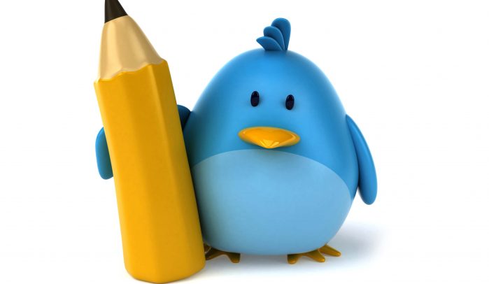 3D-rendered-blue-bird-holding-oversized-yellow-pencil