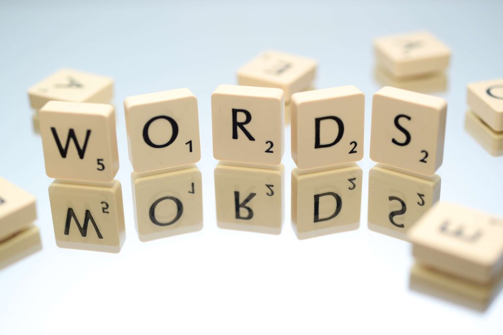 Scrabble letters spelling WORDS