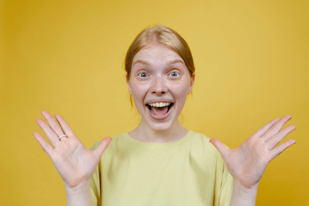 Woman with enthusiastic expression