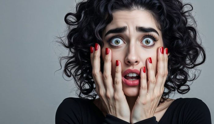 Shocked-woman-with-wide-eyes-and-hands-on-her-cheeks